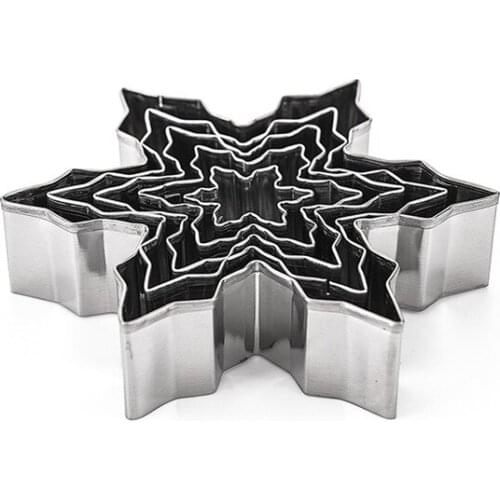 5Pcs/Set Christmas Snowflake Stainless Steel Cookie Cutters Cake Biscuit Moulds Fondant Icing Mold Kitchen Baking Tools