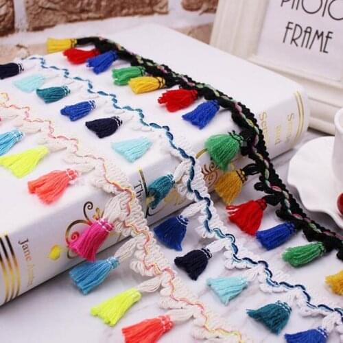 50yard Color Hanging Broom Tassels Lace Trim Cotton Fringe Lace Ribbon Fabric Decorative DIY Sewing Clothing Curtain Accessories