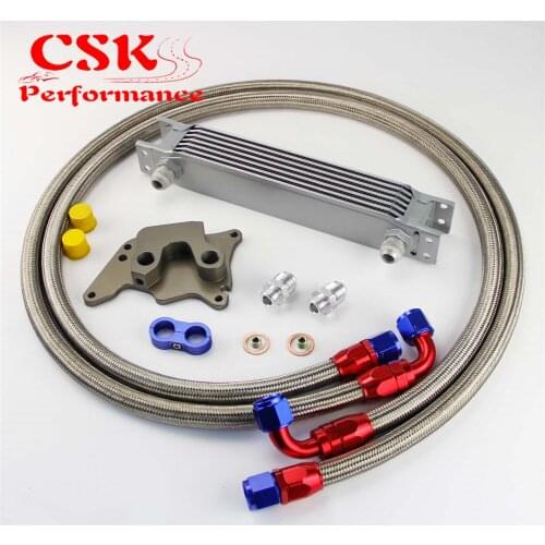 7 Row 248mm AN10 British Oil Cooler Kit Fits For BMW Mini Cooper R56 Supercharger Black/Silver