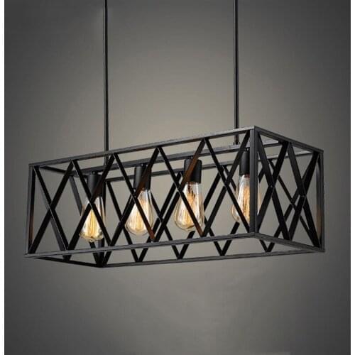 American Vintage Black Iron Cage E27 LED Bulb Pendant Lamp Industrial Loft Home Deco Living Room Restaurant Lighting Fixture