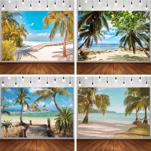 Avezano Summer Tropical Sea Backdrops Beach Party Coconut Tree Vacation Photography Backgrounds Photo Studio Photocall Photozone