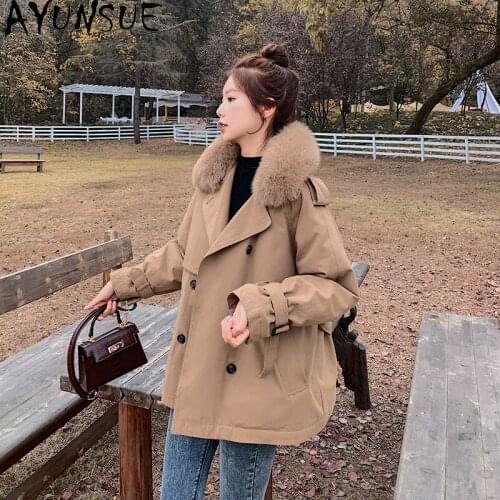 AYUNSUE Womens Winter Jacket Fashion Coat Women Cotton Woman Parkas Fur Collar Female Jackets Clothes Chamarras De Mujer 2020