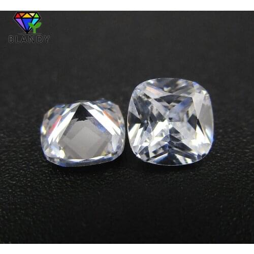 Free Shipping 50pcs/lot 5*5mm~12*12mm 5A Quality White CZ Stone Cushion Cut Loose Synthetic Cubic Zirconia Stone For Jewelry