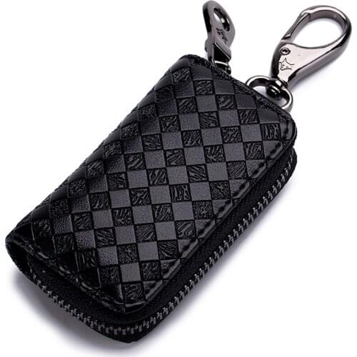 Brand Car Key Case Split Leather Designer Keychain Wallet Real Cow Smart Housekeeper Zipper Key Ring Organizer Pouch Case MF-972