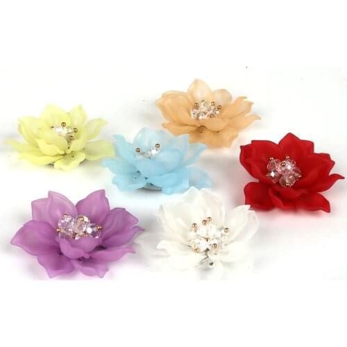 1Pc 5cm Colorful Flower Charms With Acrylic Beads For Bracelet Necklace Jewelry Making DIY Earring Findings