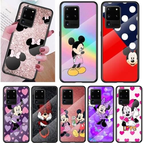 Tempered Glass Cover Cute Mickey Mouse For Samsung Note 20 Ultra Note 10 Lite Plus 5G Note 8 Note 9 Phone Case