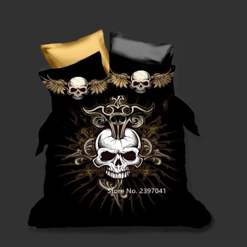 Black and White Fearsome Skull Bedding Set 2-3 Pieces Duvet Covered Pillow Set Home Fabric Knitted Adult Bedroom Decoration