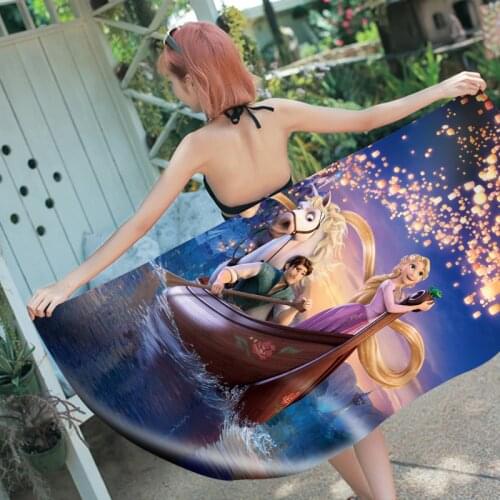 Disney Tangled Princess Bath Towel The Little Mermaid Ariel Princess Microfibre Home Baby Beach Towel Kids Swimming Towel