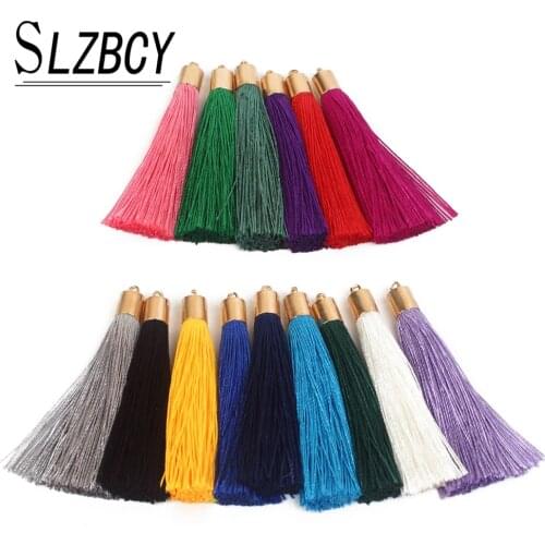 Long Multicolor Cotton Silk Tassel For Earrings DIY Jewelry Making Findings Colorful Tassel Accessory With Gold Color Metal