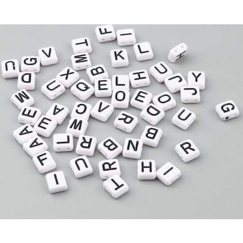 Doreen Box 200 PCs Acrylic Beads Two Holes Capital Alphabet/ Letter Beads Black & White At Random About 8x8mm, Hole: 1.5mm