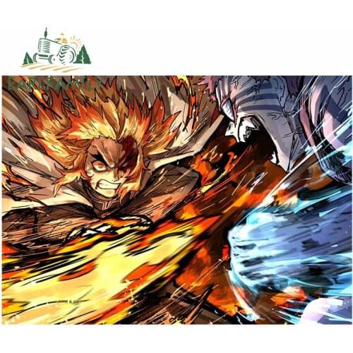 EARLFAMILY 13cm x 9.2cm Cool Anime Car Stickers for Demon Slayer Poster Auto Waterproof JDM VAN RV Motorcycle Decals Car Wrap