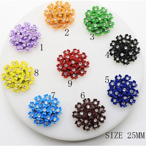 Hot 10Pcs/Lot 25mm Bright Mix Color Round DIY Wedding Decoration Diamante Cryusta Supplies Alloy Jewelry Accessories Beautiful