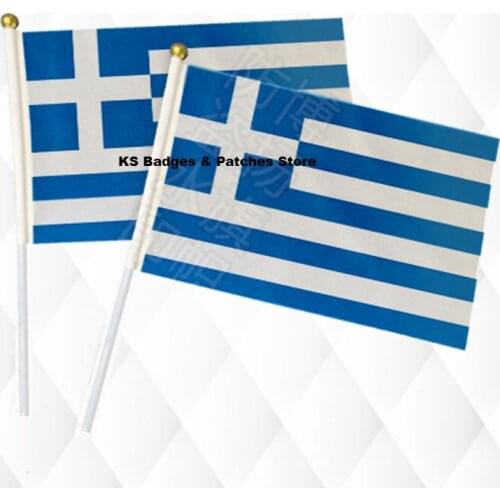 Greece Fabric Flags 14*21CM with Plastic Hand Held KS-0191