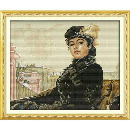 Joy Sunday A Young Russian Girl Chinese Cross Stitch Kits Ecological Cotton Clear Stamped Printed 14 11CT DIY Wedding Decoration