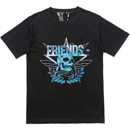 Classic Vlone Short-sleeved Female Couple Loose Street Hip-hop Big V Trend T-shirt Mens Cotton Round Neck 009