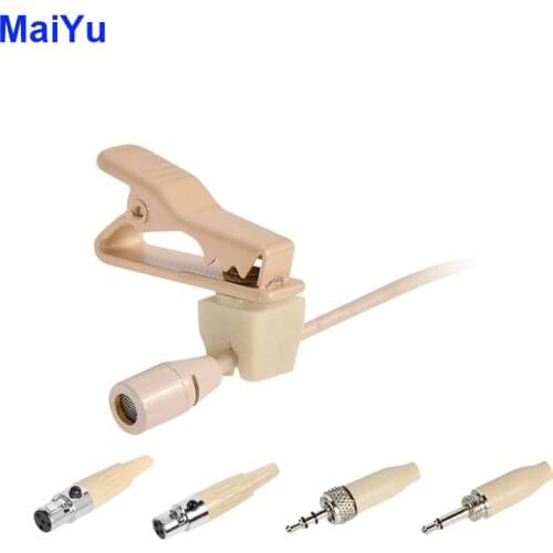 Hide Beige Lapel Condenser Microphone Record Microfone with 3.5mm Screw XLR 3pin 4pin for AKG Samson for Shure Transmitter