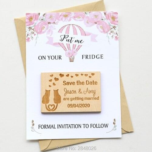 Cats in love save the date magnet, Cats in love Wedding Favors,Wood save the date magnet