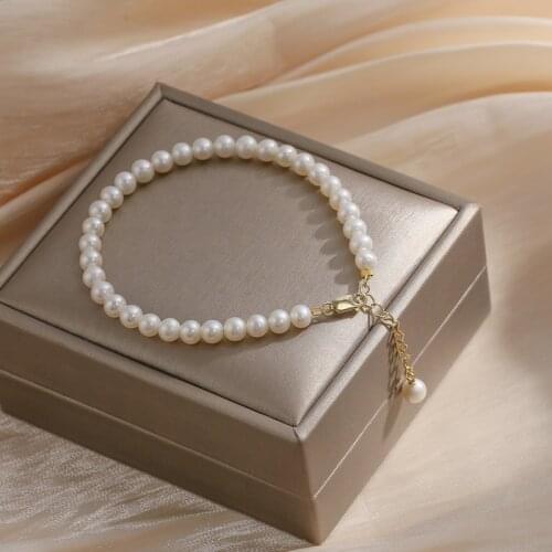 Lii Ji Real Pearl Bracelet High Luster Freshwater Pearl 14K Gold Filled No Fade Women Wedding Jewelry Gift 16+4cm