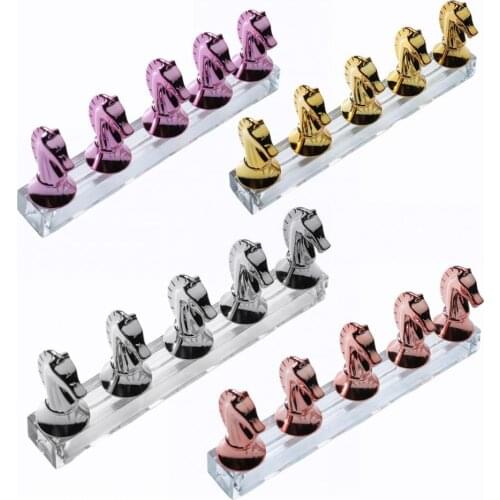 1 Set Magnetic Nail Holder Practice Display Stand Acrylic Crystal Showing Shelf Nail Art Tool 4 Colors Nail Polish Display Stand