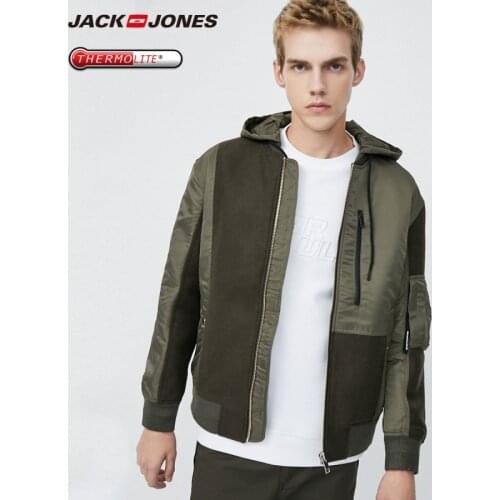 JackJones Mens Thermal Spliced THERMOLITE Fabric Baseball Collar Casual Hooded Jacket| 219327512
