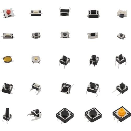 25 Types Micro Push Button Assorted Microswitch Kit DIY for TV Electronics