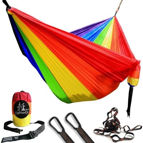 Lighten Up Durable Two Persons Nylon Hammock 210T Parachute Hangmat Sleep Outdoor/Indoor Camping Hamac Hanging Sleeping Bed
