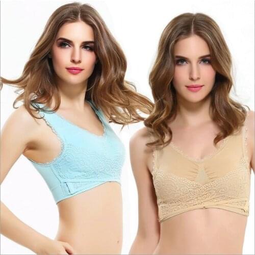 Pure Cotton Slim Underwear Solid Color Breathable Bra Seamless Sexy Lace Sling Top Big Size Womens Fitness Bra