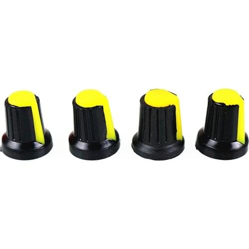 Newest !! 10 Pcs 15-17mm Shaft Hole Dia Plastic Threaded Knurled Potentiometer Yellow Knobs Caps