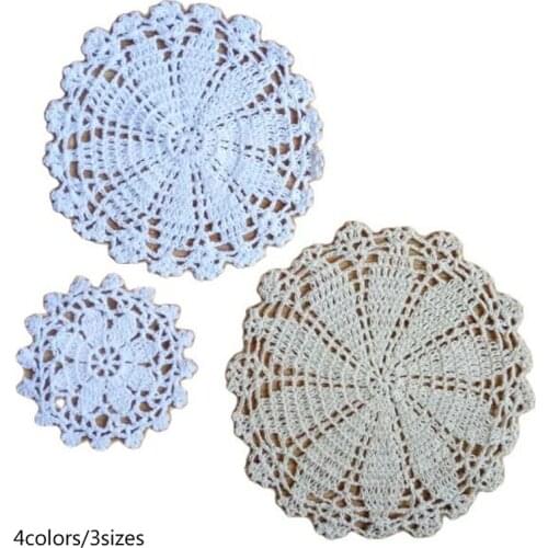 NEW Round lace cotton table place mat cloth crochet placemat tea coffee round pad Christmas dining coaster cup mug doily kitchen