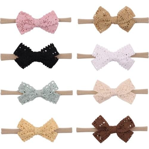 New Princess Lace Bow Baby Headband For Girls Newborn Nylon Headbands Elastic Hair Bands Turban Headwear Kids Hair Accessories