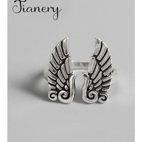 New Trendy Personality Punk Wings Rings For Women Lady Resizable Size Rings Party Jewelry Charm Gifts 2021