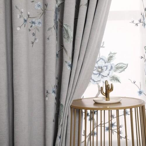 Chinese Style Single-sided Cashmere Embroidered Bedroom Curtain Fabric Product Customization Curtain for Living Room