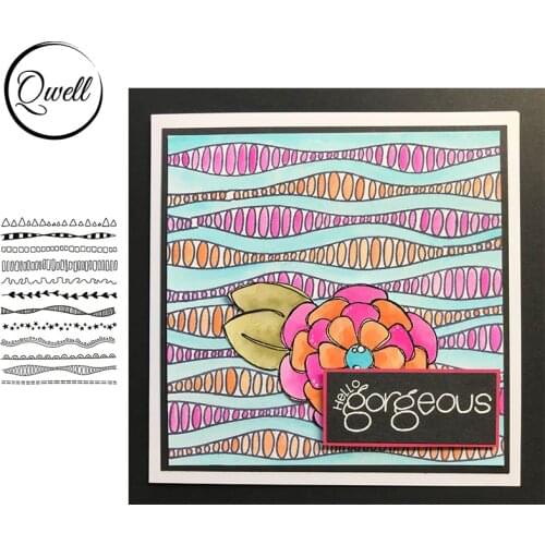 QWELL 6*8 inch Clear Silicone Stamps Wavy Triangle Little Star Repetition Line Border DIY Scrapbooking Craft Paper Cards 2021