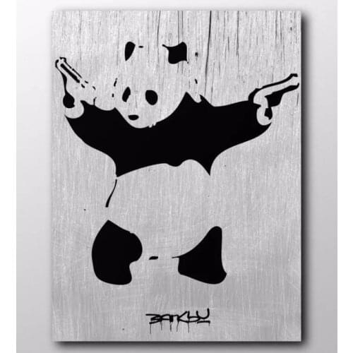 HAND PAINTED POPULAR ARTWORKS GRAFFITI PANDA ART POSTER PRAINTING CANVAS GIFT FOR BED ROOM B-222