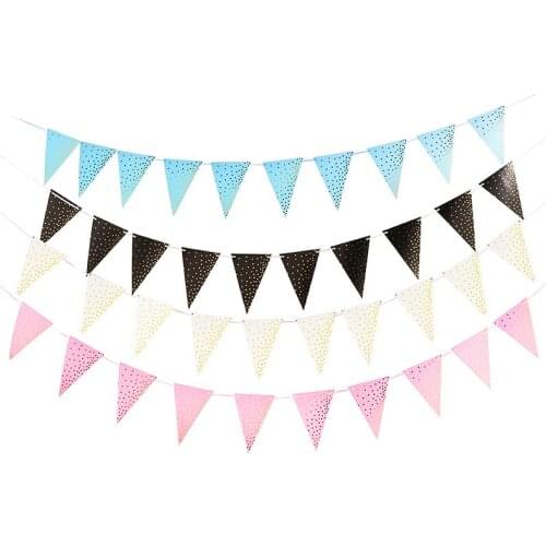 Happy Birthday Banners Flags Paper Bunting Pennant Background Wall Party Supplies Decor For Boys Girl Baby Shower