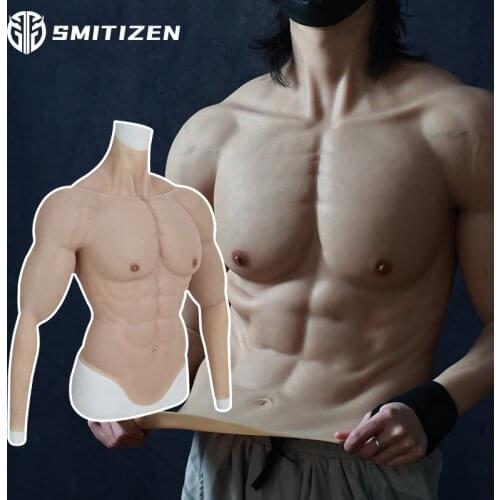 SMITIZEN Cosplay Silicone Muscle Suit With Arms For Male Realistic Fake Belly Muscle Macho Men Chest Crossdressing Suit