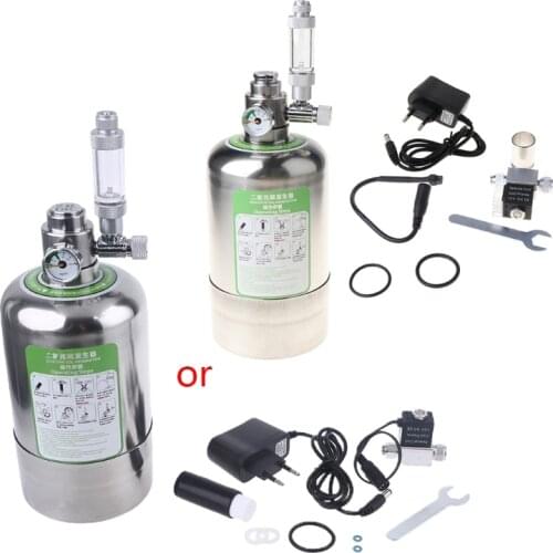 Aquarium DIY CO2 Generator System Stainless Steel Bottle Tools with Pressure Gauge Automatic Pressure Relief Valve K3NA