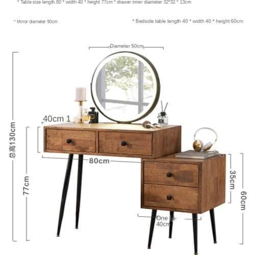 Nordic walnut solid wood dressing table womens dressing table bedroom modern simple storage integrated cabinet