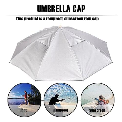 Outdoor Foldable Head Umbrella Hat Anti-Rain Anti-UV Fishing Caps Portable Travel Hiking Beach Fishing Umbrellas Hat Rain Gear