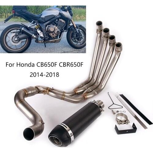 Slip-on Exhaust System for Honda CB650F CBR650F 2014-2018 Motorcycle Front Mid Link Pipe 51mm Muffler Removable DB Killer Escape
