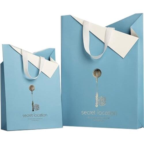 Jewelry Packaging & Display new design paper bag add a logo white or pink color printing