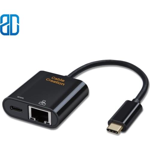 USB C to Ethernet Type C (Thunderbolt 3 Compatible) to RJ45 Gigabit 10/100/1000 LAN Network+USB-C Female Charging Adapter Dell