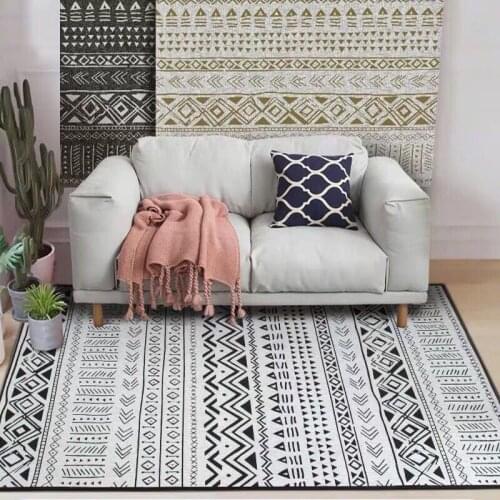 Nordic Folk Style Retro Carpet Bedroom Living Room Sofa Coffee Table Mat Household Bedside Blanket Carpets for Bed Room Large