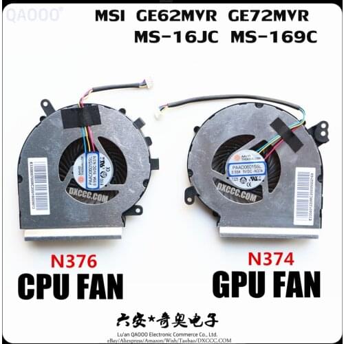 PAAD06015SL -N376 & N374 For Msi GE62MVR GE72MVR MS-16JC MS-169C Laptop Cpu Cooling Fan