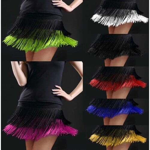 Women Latin Dance Skirt Ballroom Fringe Tassels Dancewear Samba Salsa 904-A418