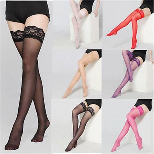Women Sexy Stockings Thigh High Erotic Cheap Sexy Women Sheer Lace Top Thigh High Sexy Lingerie Female Stockings Hosiery