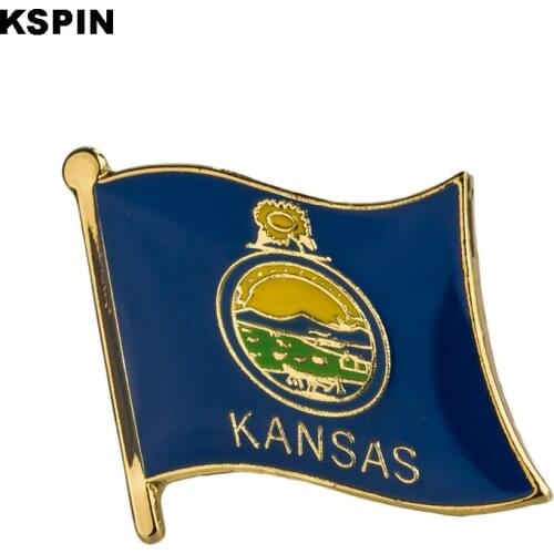 U.S.A Kansas State Badges flag badge flag lapal pin on backpack pins for clothes 10pcs XY0213