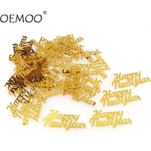 15g 20*40mm Gold HAPPY NEW YEAR Confetti For New Years party Christmas decoration DIY Scrapbooking Supplies