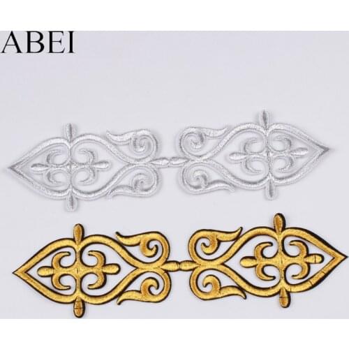 5pcs/lot Gold Embroidery Stickers Iron On Silver Fabric Appliques DIY Sewing Badge Apparel Pants Coats Bags Decorative Patches