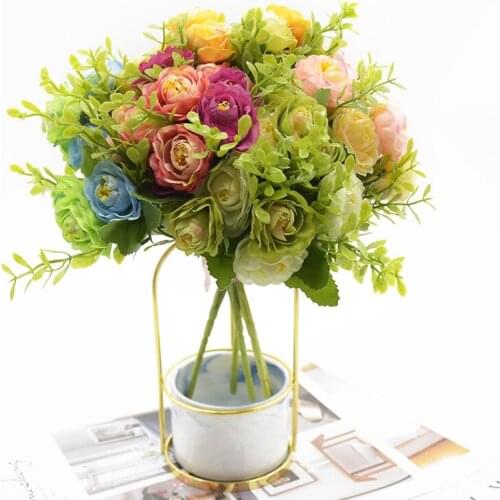 1 bunch 5 forks 10 heads Artificial bouquet Home decor Flower arrangement Bonsai Diy Living room fake flowers Wedding Christmas